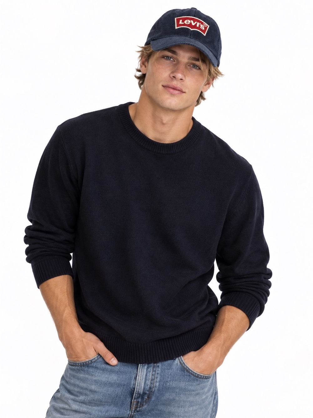 Levi’s Navy Corduroy Red Batwing Logo Snapback Hat